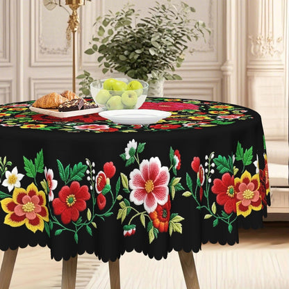 📢📢49% OFF !! ⏰Mexican Floral Tablecloth With Scalloped Edge