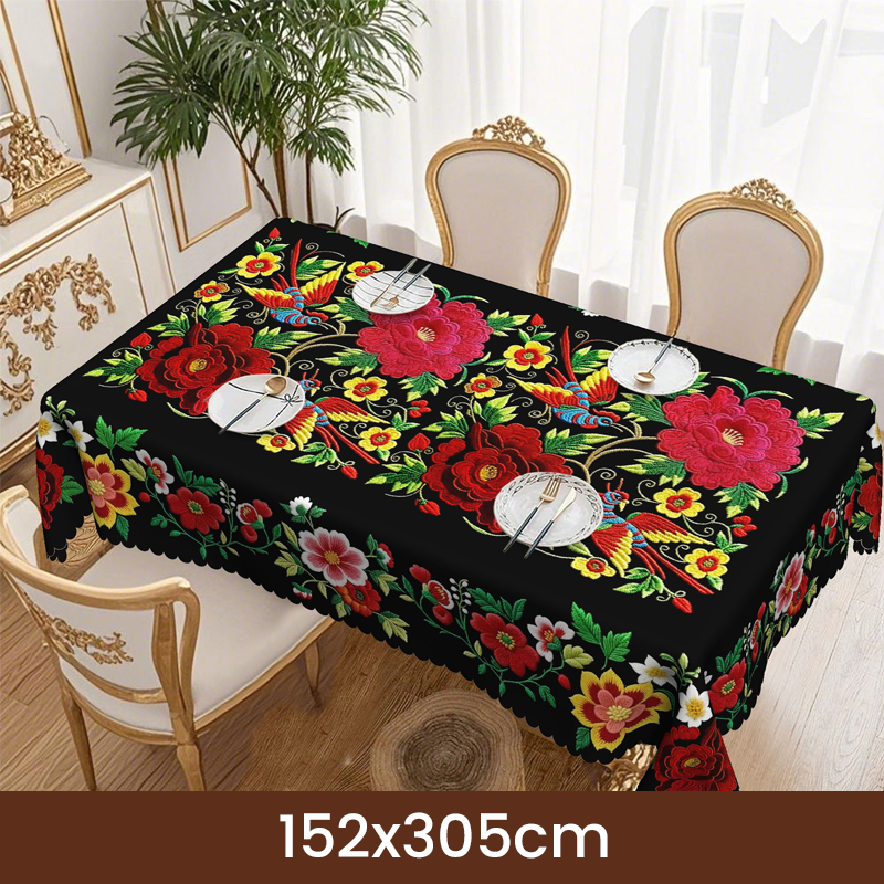 📢📢49% OFF !! ⏰Mexican Floral Tablecloth With Scalloped Edge