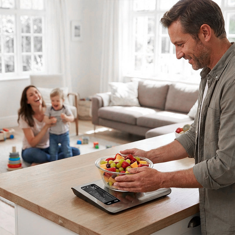 ⚖️📊 Digital kitchen scale – measures 19 nutritional values & calories via app, 5kg stainless steel 🥗✅ for healthy eating & weight loss