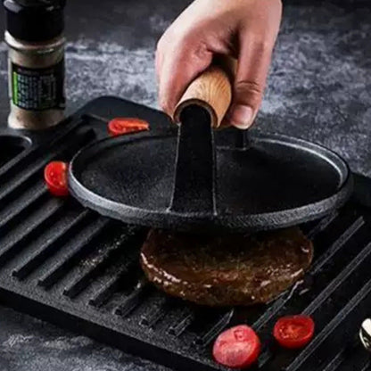 🥳2026 HOT SALE🥳💞50K+ SOLD! 🥩🔥 49% OFF! Cast Iron Steak Press – even heat distribution for perfectly cooked steak & burgers every time. Restaurant-quality grill marks at home – no more takeaway bills! 🍔✨