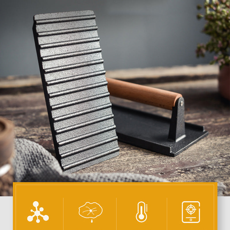 🥳2026 HOT SALE🥳💞50K+ SOLD! 🥩🔥 49% OFF! Cast Iron Steak Press – even heat distribution for perfectly cooked steak & burgers every time. Restaurant-quality grill marks at home – no more takeaway bills! 🍔✨