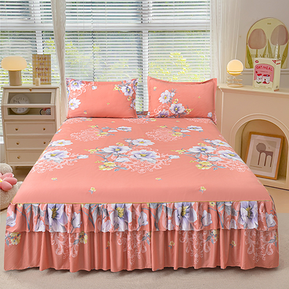 🌸Romance in Full Bloom · Timeless Elegance!💐 This floral ruffled bed skirt set transforms your bedroom into a dreamy sanctuary.✨