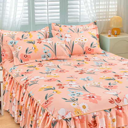 🛏️Two-layer three-piece set with lotus motif lace bedspread and pillowcases