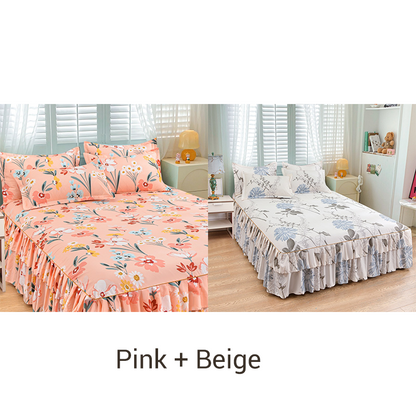 🌸Romance in Full Bloom · Timeless Elegance!💐 This floral ruffled bed skirt set transforms your bedroom into a dreamy sanctuary.✨