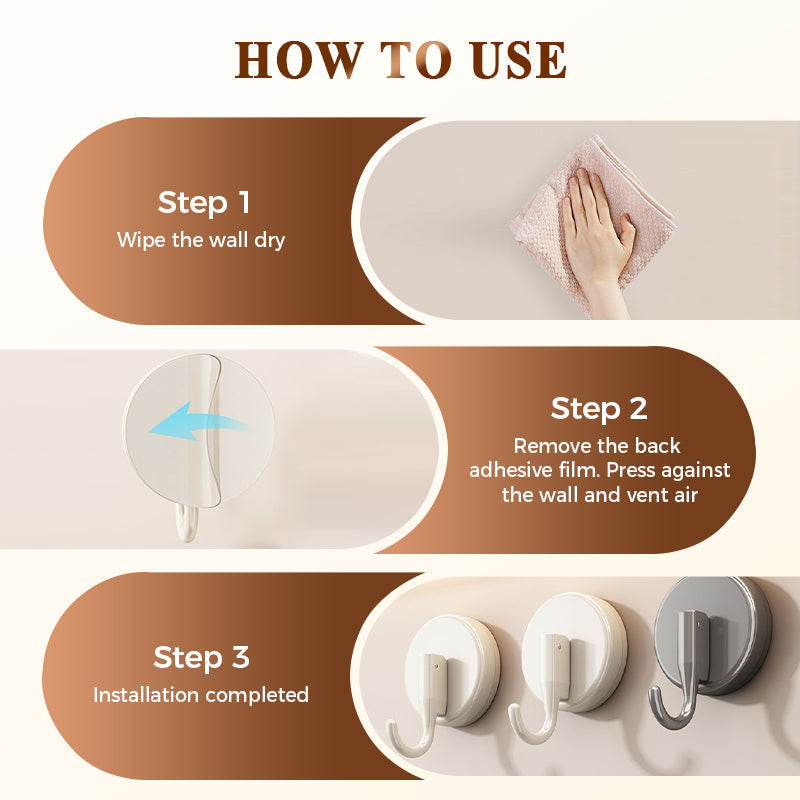 Seamless and flexible✨ Pull to hang—no drilling required!🎈 Super-strong suction cup hooks—use them anywhere!