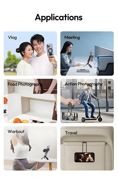 📢📢50% off!! ⏰ Magnetic Mount – 5-in-1 Mini Tripod with Dual MagSafe Magnets, Foldable Hook & Arca-Swiss Base! 📱🎥