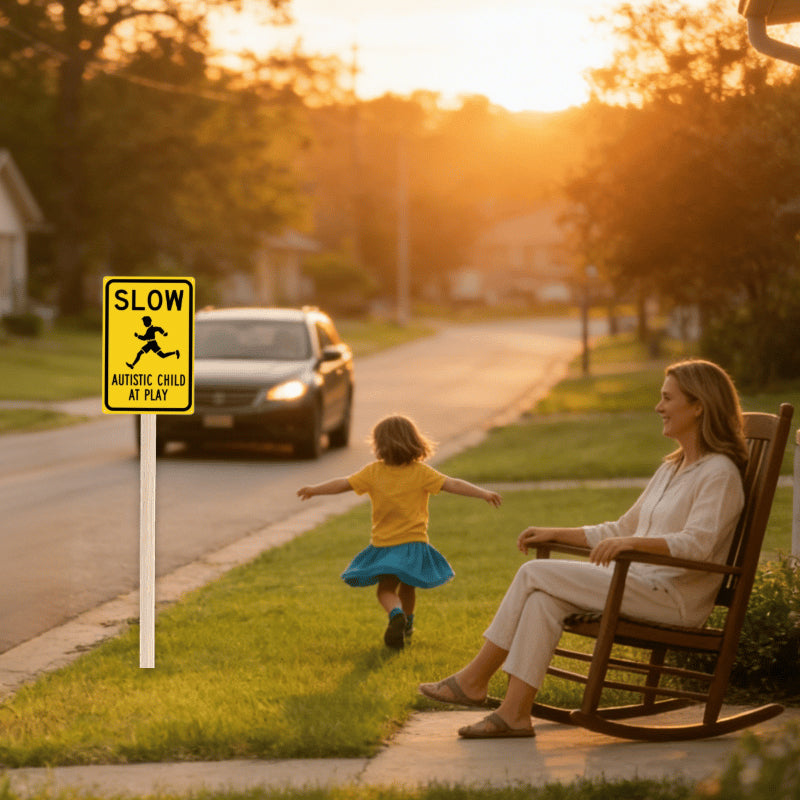 💛 Yellow-and-Black Warning Signs: Pressing the “Slow Down” Button for Children with Autism! 24/7 Protection + Community Inclusion 🚗
