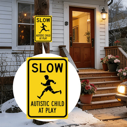 💛 Yellow-and-Black Warning Signs: Pressing the “Slow Down” Button for Children with Autism! 24/7 Protection + Community Inclusion 🚗