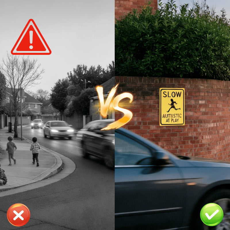 💛 Yellow-and-Black Warning Signs: Pressing the “Slow Down” Button for Children with Autism! 24/7 Protection + Community Inclusion 🚗