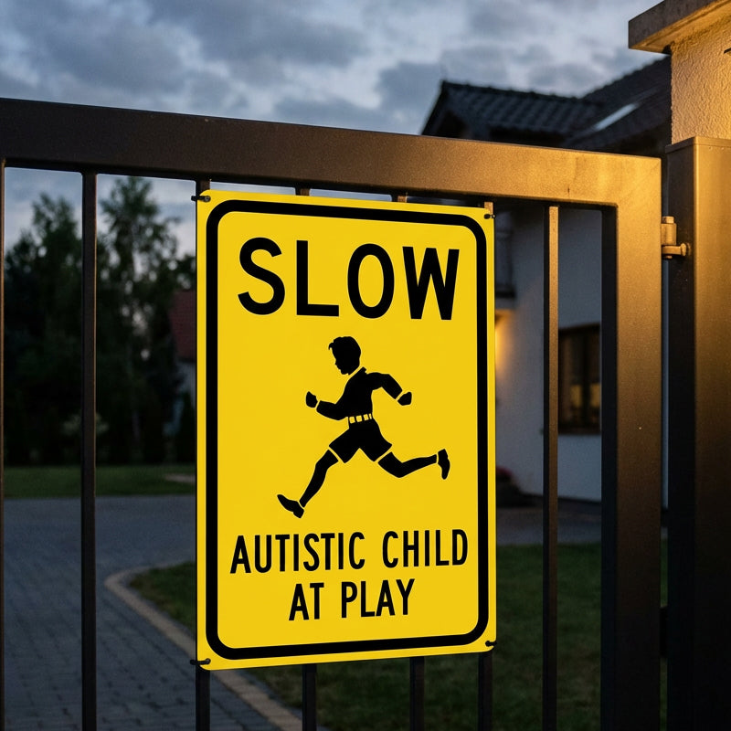 💛 Yellow-and-Black Warning Signs: Pressing the “Slow Down” Button for Children with Autism! 24/7 Protection + Community Inclusion 🚗