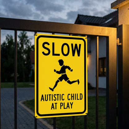 💛 Yellow-and-Black Warning Signs: Pressing the “Slow Down” Button for Children with Autism! 24/7 Protection + Community Inclusion 🚗