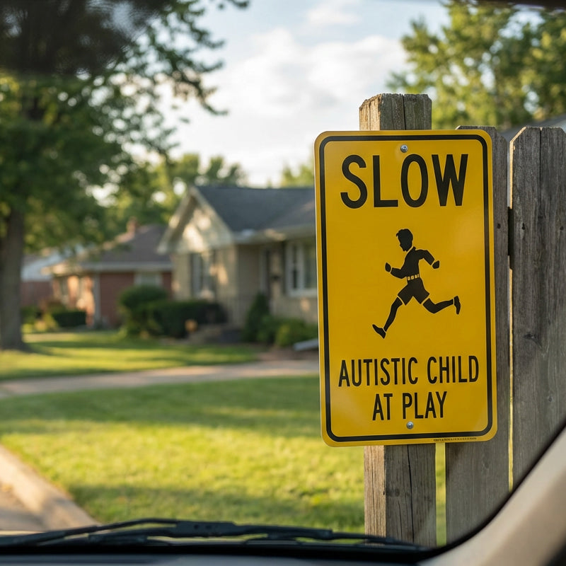 💛 Yellow-and-Black Warning Signs: Pressing the “Slow Down” Button for Children with Autism! 24/7 Protection + Community Inclusion 🚗