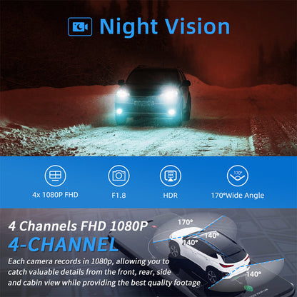 💥49% OFF!📷4-Channel HD Dash Cam with Night Vision📹