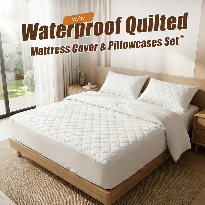 🔥Hot Sale&40% Off!🛏️Waterproof Quilted Mattress Cover & Pillowcases Set✨