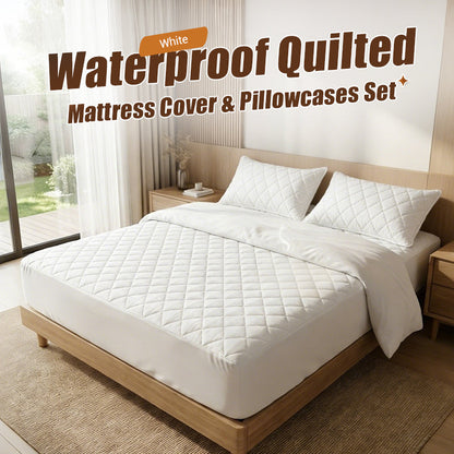 🔥Hot Sale&40% Off!🛏️Waterproof Quilted Mattress Cover & Pillowcases Set✨
