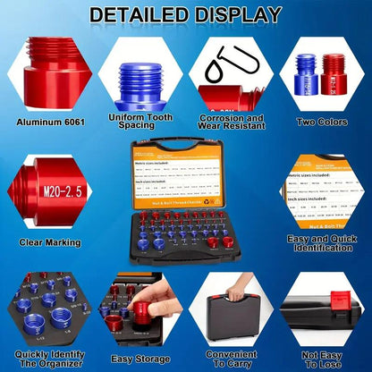 📢📢49% OFF !! ⏰ Nut & Bolt Thread Checker Kit – Dual-Sided, Military-Grade, Metric & Imperial ✨