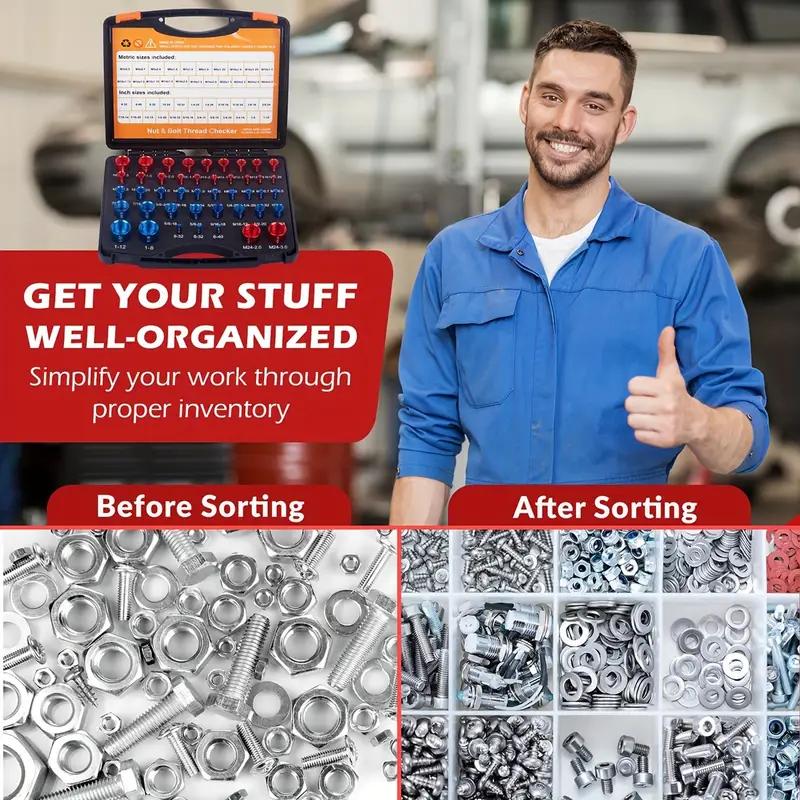 📢📢49% OFF !! ⏰ Nut & Bolt Thread Checker Kit – Dual-Sided, Military-Grade, Metric & Imperial ✨
