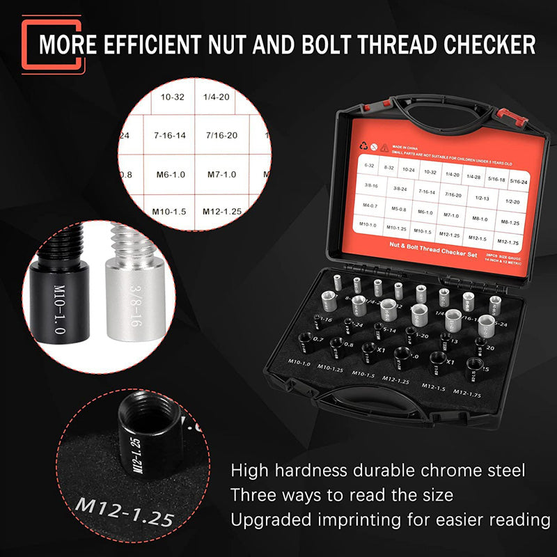 📢📢49% OFF !! ⏰ Nut & Bolt Thread Checker Kit – Dual-Sided, Military-Grade, Metric & Imperial ✨