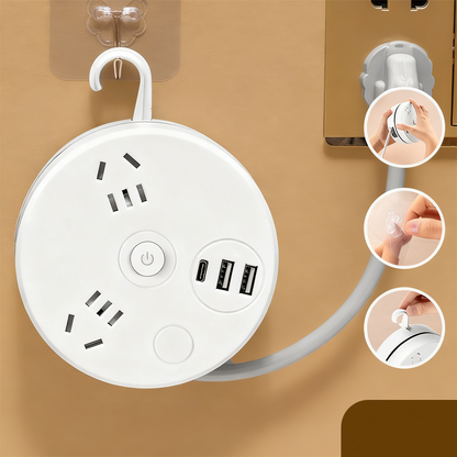 ✨🔥Retractable Power Strip with Hook & USB Ports🔌