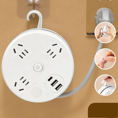 ✨🔥Retractable Power Strip with Hook & USB Ports🔌