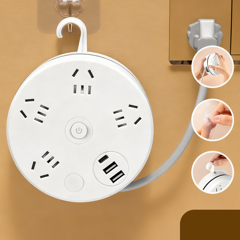 ✨🔥Retractable Power Strip with Hook & USB Ports🔌