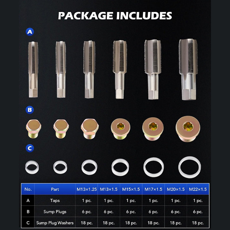 ⏳Limited-time 49% off!🔩114-Piece Oil Pan Thread Repair Kit