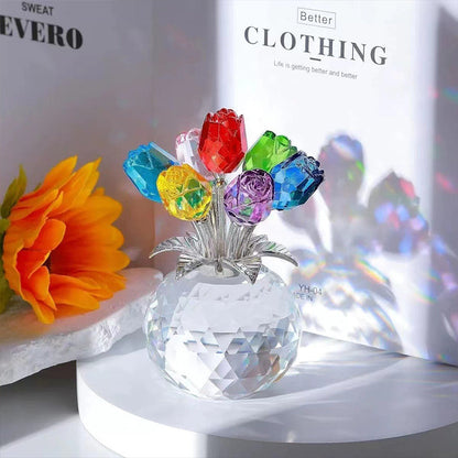 💖49% Off!🌹Everlasting Crystal Rose Flower Figurine in Vase🌸