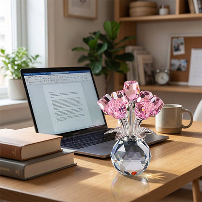 💖49% Off!🌹Everlasting Crystal Rose Flower Figurine in Vase🌸