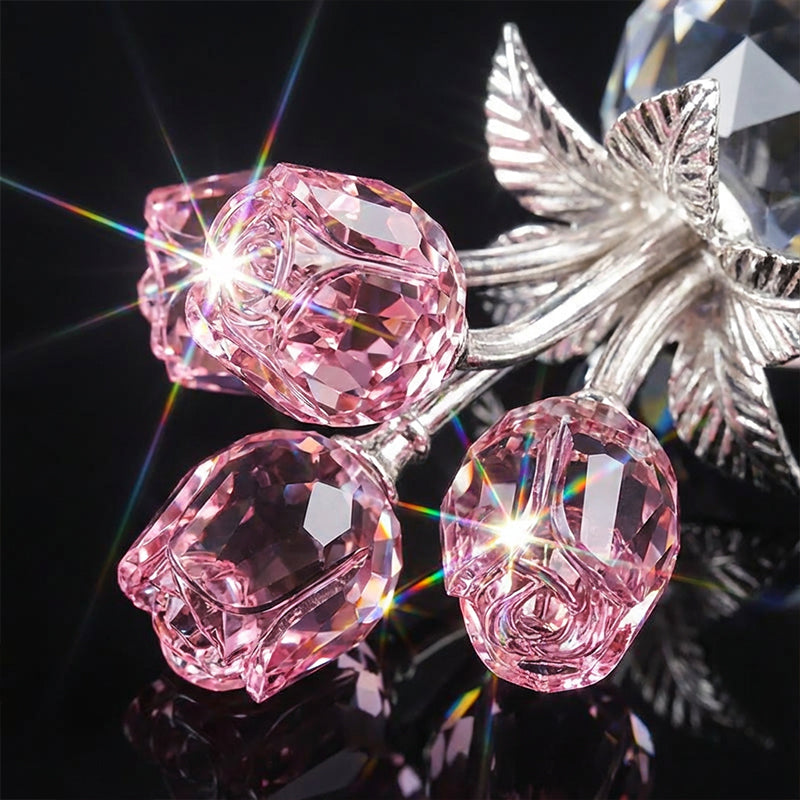 💖49% Off!🌹Everlasting Crystal Rose Flower Figurine in Vase🌸