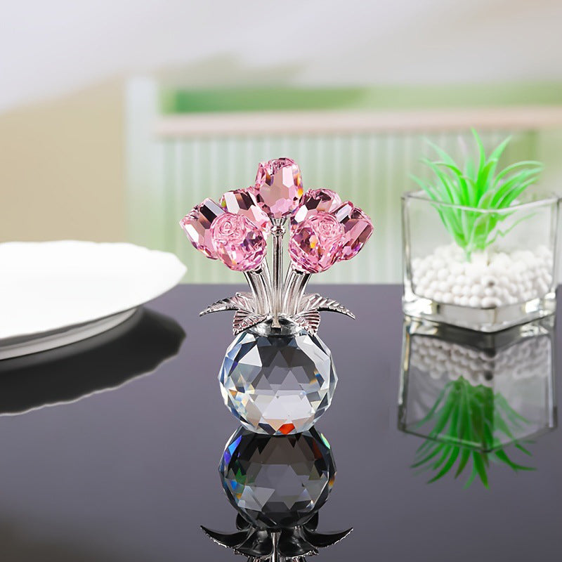 💖49% Off!🌹Everlasting Crystal Rose Flower Figurine in Vase🌸