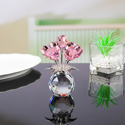 💖49% Off!🌹Everlasting Crystal Rose Flower Figurine in Vase🌸