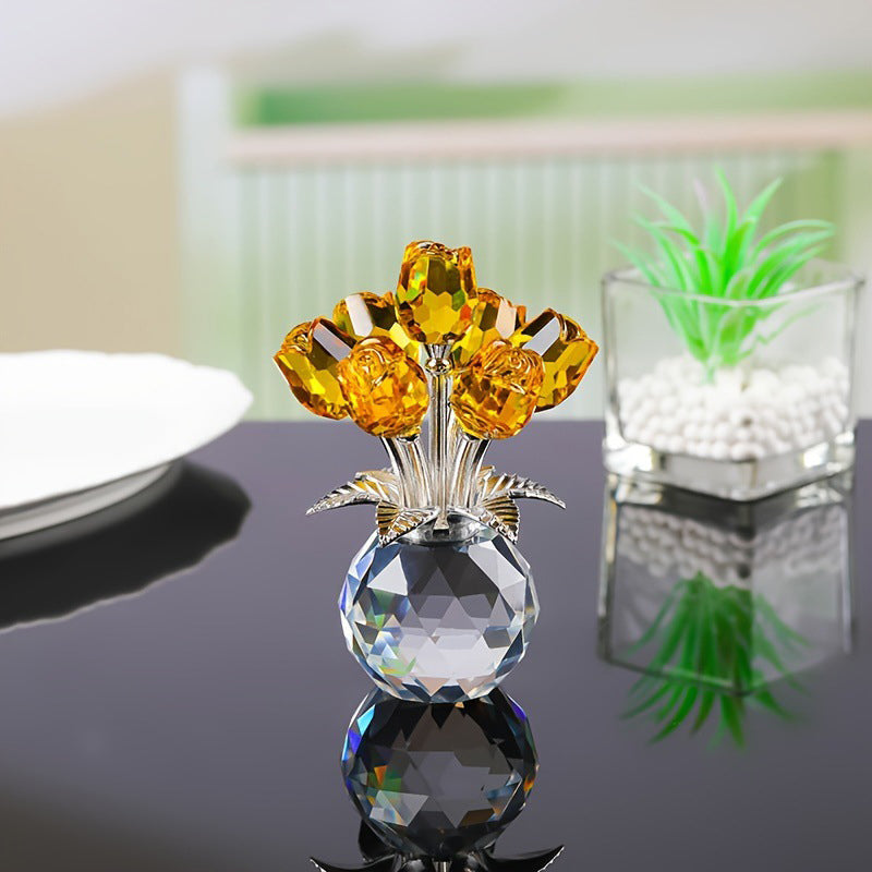 💖49% Off!🌹Everlasting Crystal Rose Flower Figurine in Vase🌸
