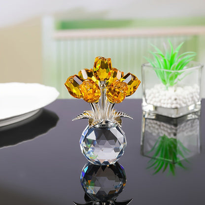 💖49% Off!🌹Everlasting Crystal Rose Flower Figurine in Vase🌸
