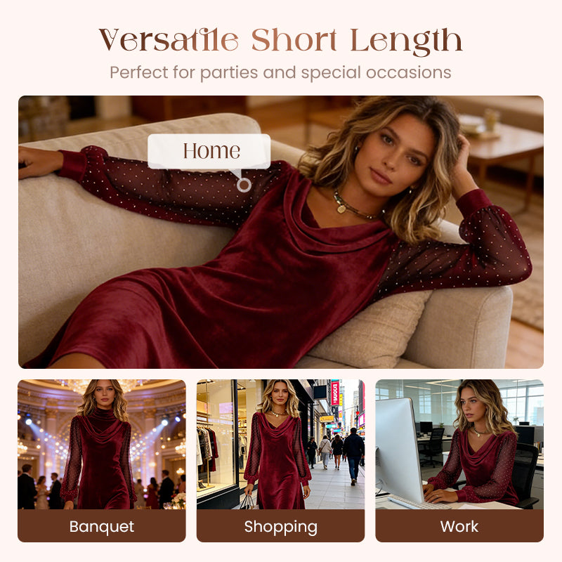 🔥HOT SALE👗Women’s Elegant Cowl Neck Knee-Length Sheath Dress✨