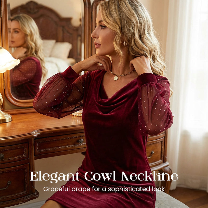 🔥HOT SALE👗Women’s Elegant Cowl Neck Knee-Length Sheath Dress✨