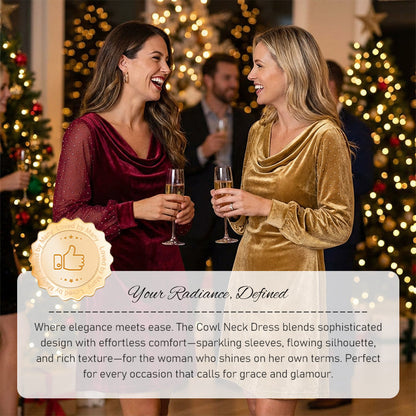 🔥HOT SALE👗Women’s Elegant Cowl Neck Knee-Length Sheath Dress✨