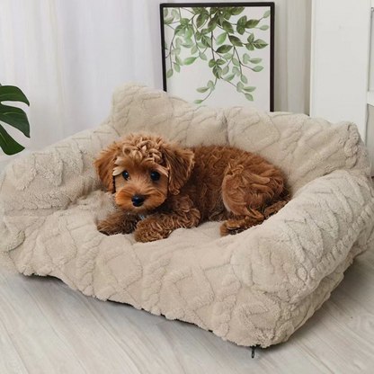 💎Plush Calming Pet Sofa Bed – Raised Rim, Removable Cover & Non-Slip Bottom for Cats & Dogs