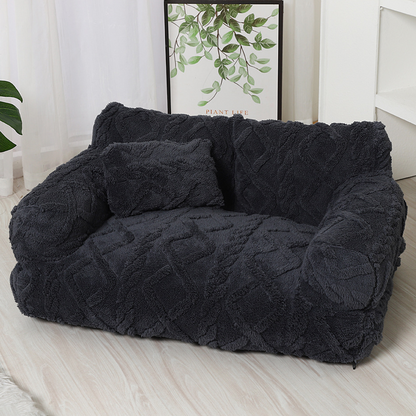💎Plush Calming Pet Sofa Bed – Raised Rim, Removable Cover & Non-Slip Bottom for Cats & Dogs