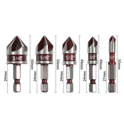 🛠️ 49% OFF NOW! 🔩 Countersink Drill Bit Set for Woodworking (5PCS/3PCS) – Clean Flush Holes, Durable & Time-Saving ⚙️