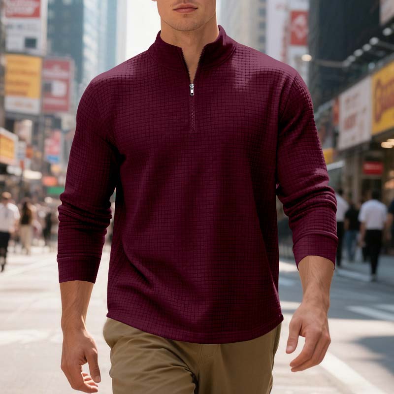 🤩49% Off!!👕Men's Quarter-Zip Jacquard Pullover Sweatshirt🌟