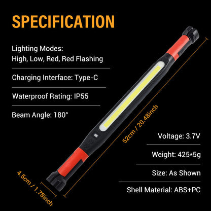 📢📢40% OFF !! ⏰3000LM LED Work Light – Magnetic + hook, 5200mAh battery, 360° rotation. Type‑C fast charge. Bright as day anywhere! 🔋✨