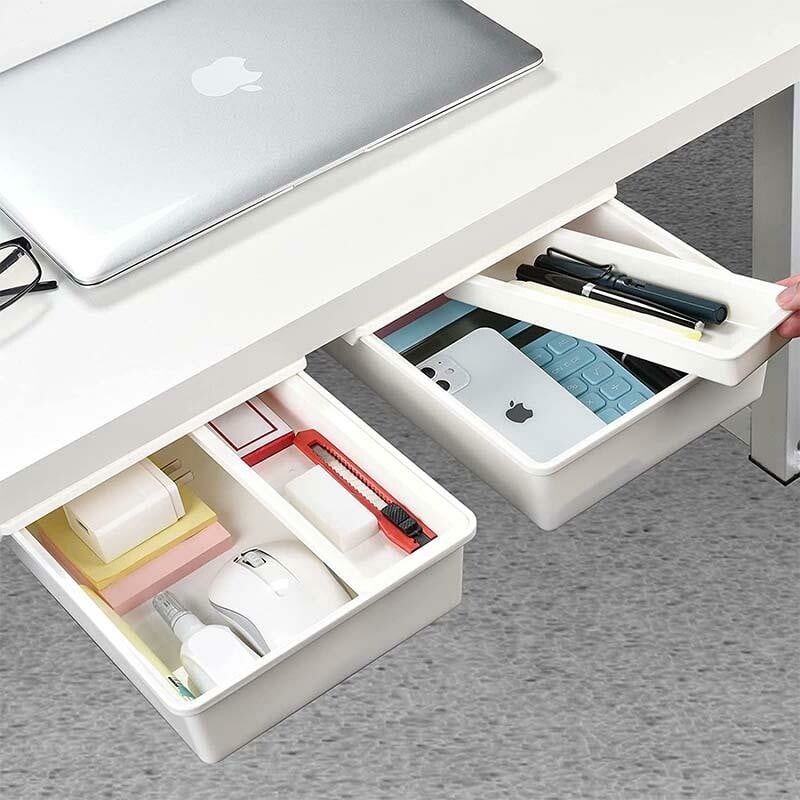 🔥46% OFF!✨ Hidden Under-Desk Drawer: Stick it on and hide it away—your desk instantly tidies up! 🗂️