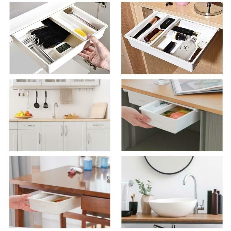🔥46% OFF!✨ Hidden Under-Desk Drawer: Stick it on and hide it away—your desk instantly tidies up! 🗂️