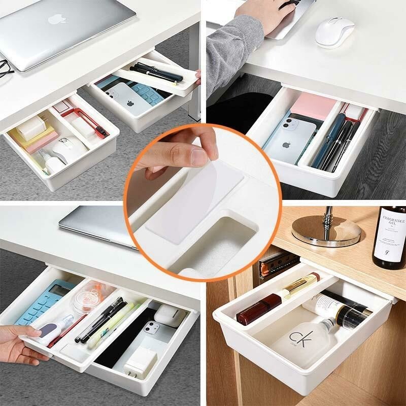 🔥46% OFF!✨ Hidden Under-Desk Drawer: Stick it on and hide it away—your desk instantly tidies up! 🗂️