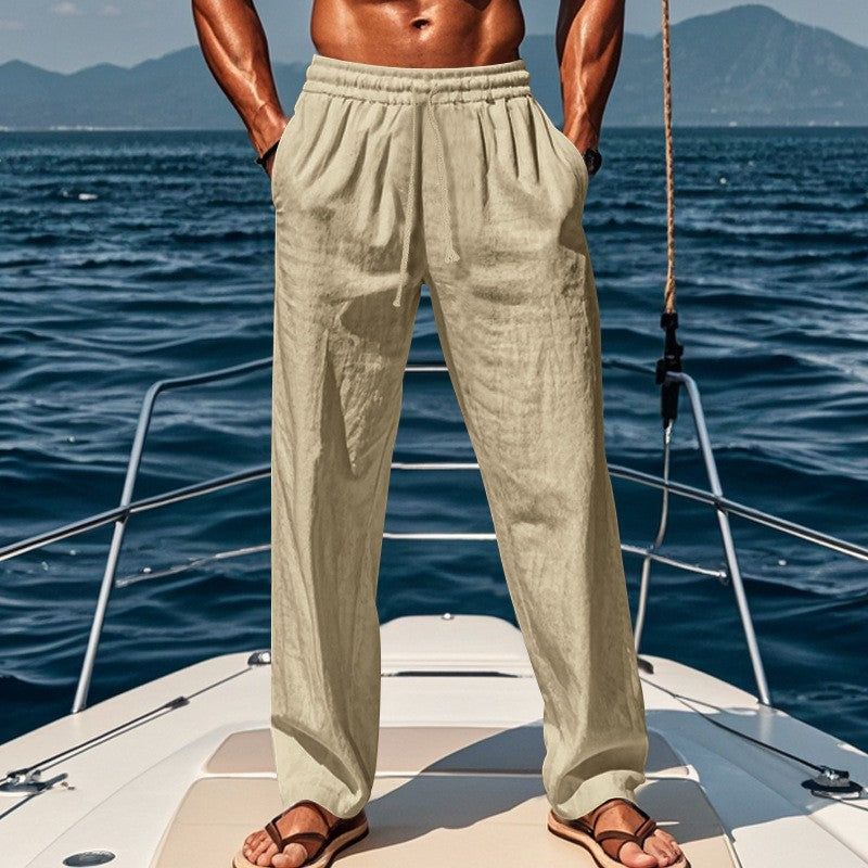 👖 LIMITED-TIME 49% OFF! ✨ Men's Breathable Linen Trousers – Loose Fit, Drawstring Waist, Functional Pockets 🌿