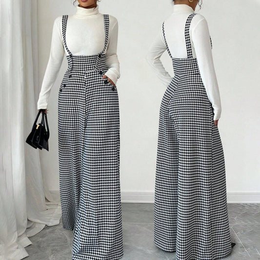 💎49% OFF!🖤Women’s Classic Houndstooth High-Waist Suspender Pants✨