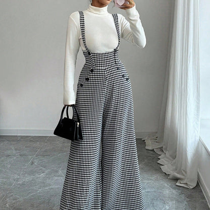 💎49% OFF!🖤Women’s Classic Houndstooth High-Waist Suspender Pants✨