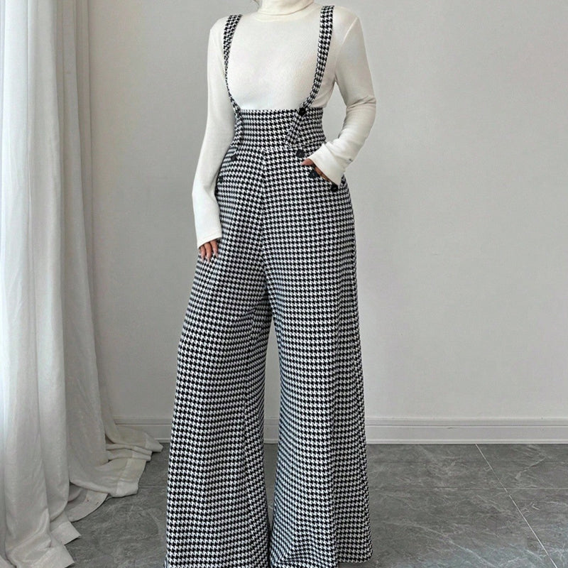 💎49% OFF!🖤Women’s Classic Houndstooth High-Waist Suspender Pants✨