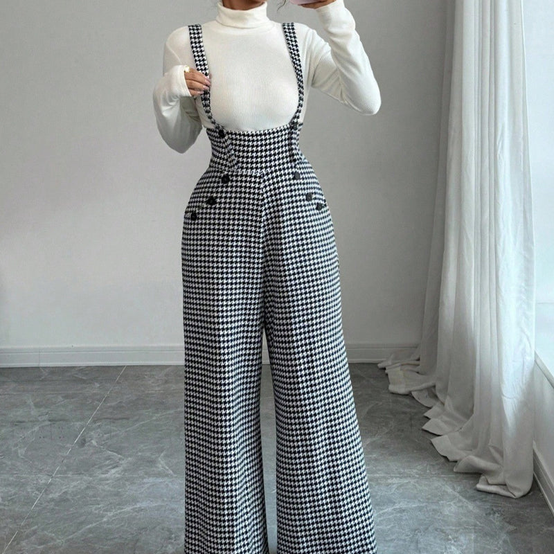 💎49% OFF!🖤Women’s Classic Houndstooth High-Waist Suspender Pants✨