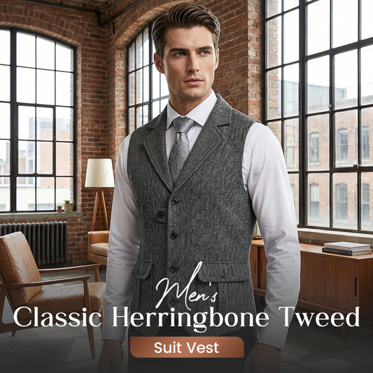 👔Spring Sale 40% Off!⌚Men's Classic Herringbone Tweed Suit Vest